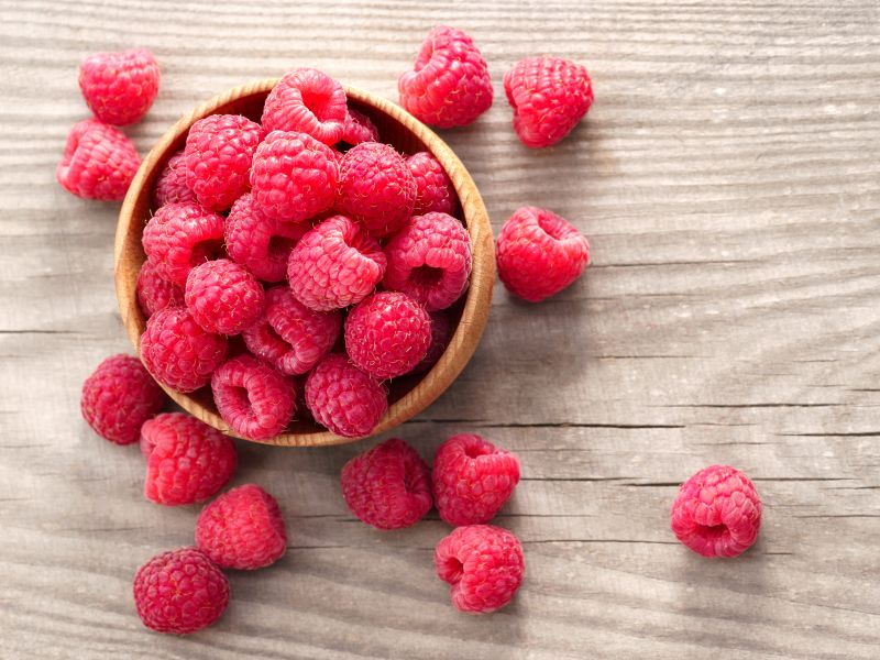 Kalium steckt in Himbeeren